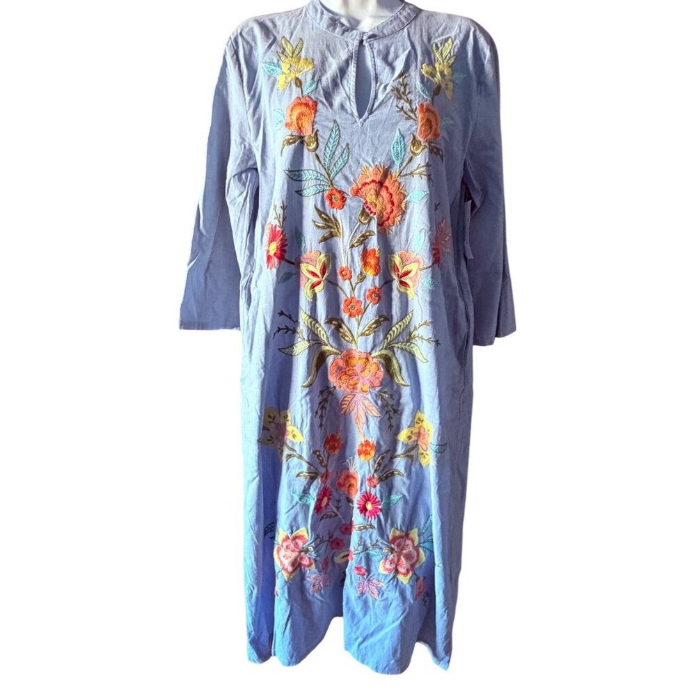 Johnny Was Camellia Embroidered Cotton Dress Size Small New With Tags - Picture 11 of 16